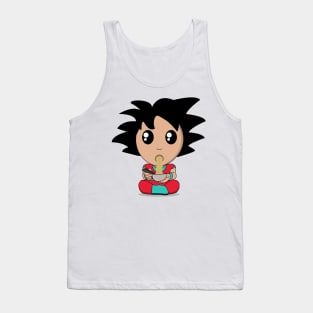 hero in red and blue costume eating noodle Tank Top